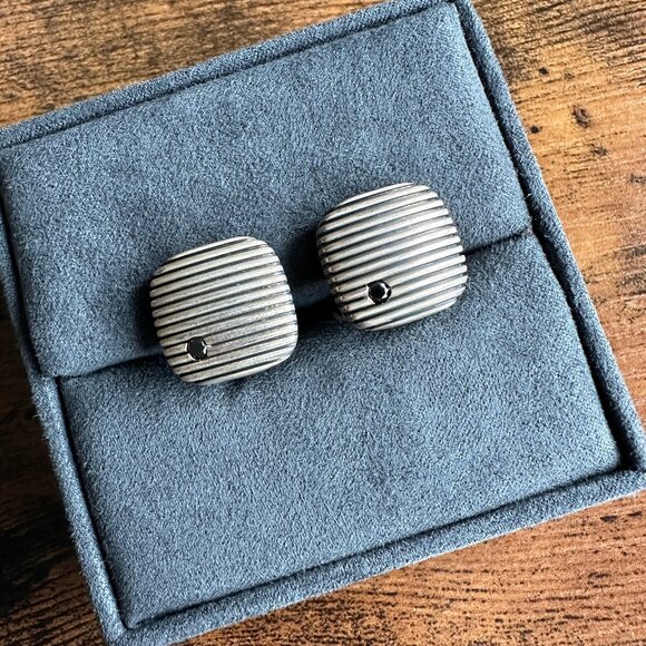 David Yurman Royal Cord Cufflinks w/ Black Diamonds - Picture 1 of 15